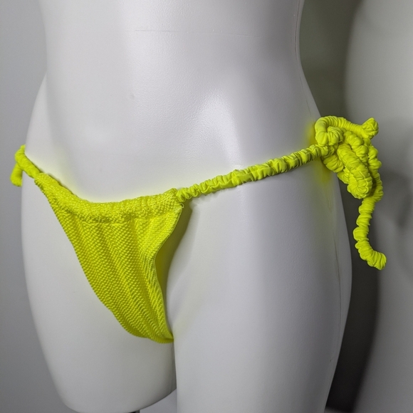 Aerie Neon Yellow Scrunch Strap Tie String Triangle Bikini S/M - Picture 3 of 8